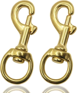 Flag Clips for Rope - 2-Pack 3.1 Bronze Brass Flagpole Snap Hooks with Swivel E - Picture 1 of 5