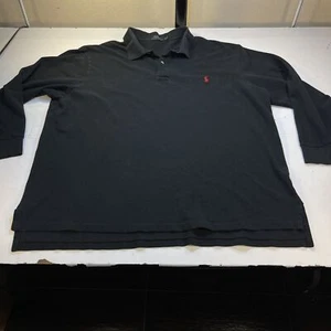 POLO RALPH LAUREN Long Sleeve Rugby Knit SHIRT Sz Mens 3XLT Black w/ Red Pony - Bild 1 von 6