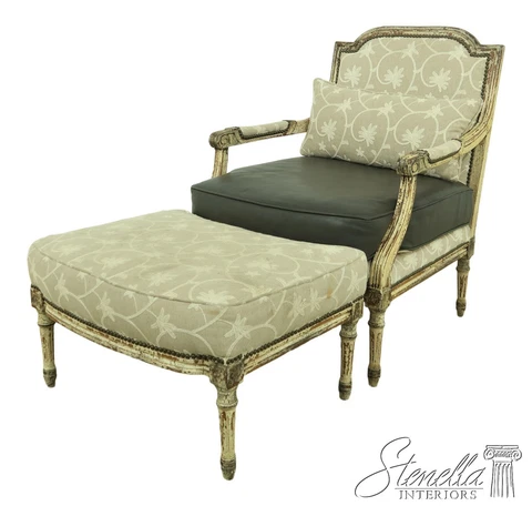 L54461EC: OLD HICKORY TANNERY French Style Leather Seat Chair & Ottoman Cover