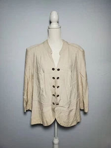 Roz & Ali Beige Tan Knit Linen Feel Jacket Button Front Women's Size 2X. - Picture 1 of 10