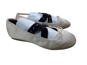 H&M Rosa Pálido Clásico Satinado con Negro Tachonado Entrecruzado Correas Ballet Pisos 6.5 - Imagen 1 de 9