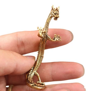 Pure Brass Loong Crafts Ornament Zodiac Dragon Statue Standing Dragon Decoration - Picture 1 of 6