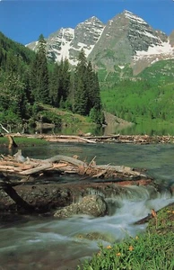 Maroon Creek Lake Bells Schneemasse Wildnis Colorado CO Vintage Postkarte - Bild 1 von 2