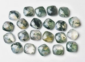 Pack Of 5 Pcs 8x8mm -15X15mm Moss Tree Agate Cushion Rose Cut Loose Gemstone - Imagen 1 de 5