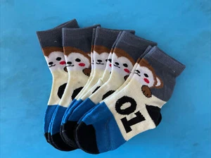 Kids Novelty Colorful Monkey Crew Socks 5 Pair Sizes S-M - Picture 1 of 18