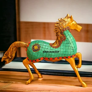 "Nikur Latón Caballo Decoración Pared Decorativa Conjunto Liso India Hogar Figura Metal 12" - Imagen 1 de 12
