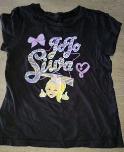 girls JOJO SIWA black TEE SHIRT TOP BOWS short sleeve small 7/8 cute - Picture 1 of 1