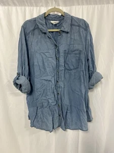 Motherhood Maternity Chambray Button Down Shirt Blue Long Sleeve Collared 2X - Picture 1 of 4