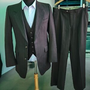 Vtg 3 Piece Flannel Suit By Pierre Cardin Paris 38L 32x31 1970s Suit