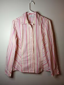 Villager Liz Claiborne Women's Long Sleeve Striped Button Up Size 12 - Picture 1 of 9