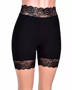 High Waisted 2.5" Black Stretch Lace Shorts XS S M L XL 2XL 3XL plus size cotton - Picture 1 of 5