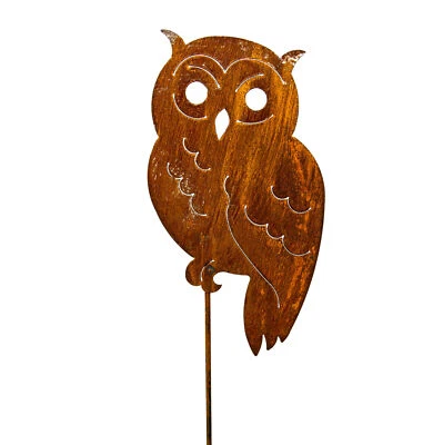Eulen Rost Deko für den Garten - Metall Edelrost Gartenstecker Eulen Figur - Bild 1 von 4