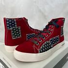 Sun + Stone Women's Red Canvas Patches Hightop Sneaker Shoes Size 8.5M