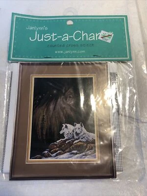 NORTHERN LIGHTS--White Wolves w/ Brown Wolf Shadow--Counted Cross Stitch Pattern - Image 1 of 3