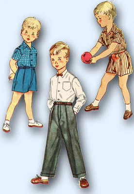 1950s Vintage Simplicity Sewing Pattern 4166 Boys Shirt Shorts & Trousers Size 3 - Image 1 of 4