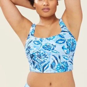 Andie Swim The Siren Tankini Top Blue Floral Print Bathing Suit Size Small - Picture 1 of 6