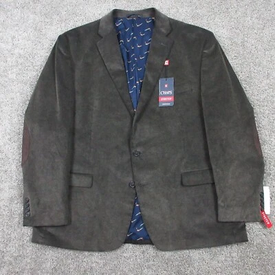 Chaps Jacket Mens 48 R Olive Grey Corduroy Sport Coat Blazer Elbow Patches NWT - Image 1 of 4