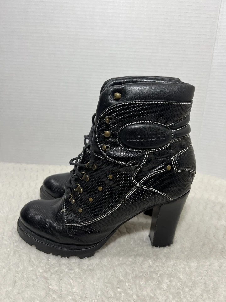 JIL SANDER Women’s 40.5 US 10 Black Leather Lace-Up Heeled Bootie Excellent - Image 1 of 4