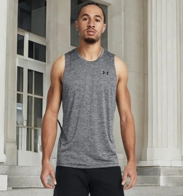 Under Armour Mens UA Tech Fitted Tank Top XL Gym Performance Gray Heathered - Image 1 of 4