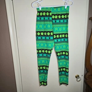 No Boundaries St Patrick's Day Leggings Size Medium (7-9) Elastic Pants - Picture 1 of 8
