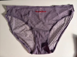 NWOT Victoria's Secret Purple Sheer Polka Dot Mesh Bikini Panties XL Logo Patch - Picture 1 of 10