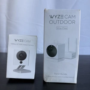 Wyze Wireless Outdoor Camera Wire-free + Base Station & 1 Indoor 1080p WiFi Cam - Picture 1 of 10