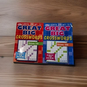 Large Print Great Big Crosswords Puzzle Books 119 120 Word Hobby Games Lot Of 2 - Picture 1 of 24