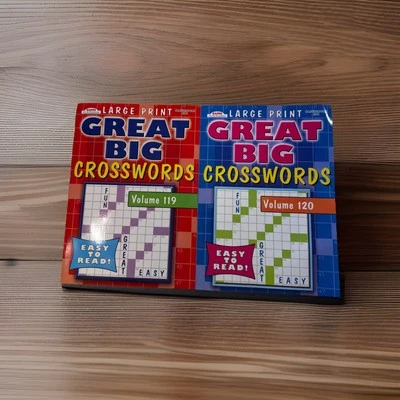Large Print Great Big Crosswords Puzzle Books 119 120 Word Hobby Games Lot Of 2 Foto 1 de 4