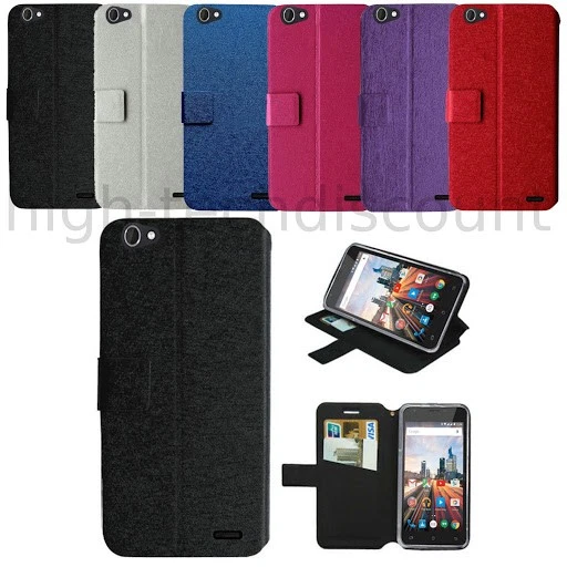 Housse etui coque pochette portefeuille pour Archos 50 Helium Plus + film ecran - Photo 1/1