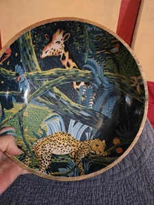 Opalhouse Jungalow Mango Wood Salad/Pasta Bowl w/ Laquered Jungle Scene Gorgeous - Picture 1 of 9