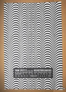 HTF concert poster TOM PETTY & HEARTBREAKERS @ FILLMORE WEST SF 1997 op art EX+ - Picture 1 of 3