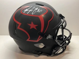 Phillip Lindsay Autographed Houston Texans Eclispe Helmet w/ Beckett COA - Picture 1 of 7