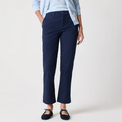 J Crew High-Rise Girlfriend Chino Pants Womens 12 Petite Navy Blue Stretch NEW - Image 1 of 4