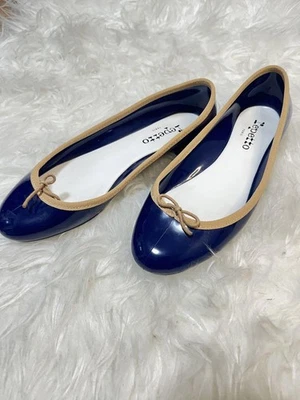 Zapatos de salón raros Repetto bailarina planos de cuero esmaltado azul marino talla 37 EE. UU. 6,5 Foto 1 de 4