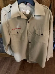 Boy Scouts of America Men’s Long Sleeve Shirt Beige Large 80% Polyester 20% Wool - Picture 1 of 5