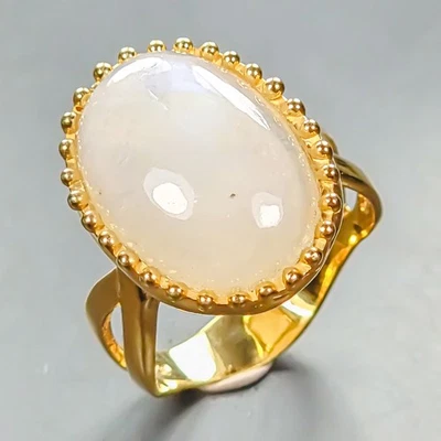 Joyería 14 ct+ Anillo Piedra Lunar Natural Plata de Ley 925 Talla 7.5/R447373 Foto 1 de 4