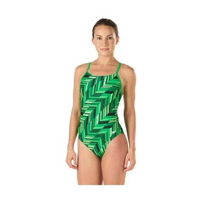 Traje de baño Speedo para mujer talla pequeña verde estampado entrenamiento atlético una pieza 30 Foto 1 de 4