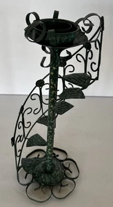 Handgefertigter Grünspan Efeu Design Kegel Kerzenhalter Treppe Dose 12,5" hoch - Bild 1 von 9