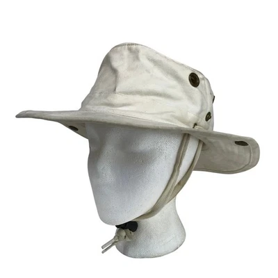 Sombrero Tilley Durable Exterior Algodón Crema Transpirable Mentón Correa Talla 7 1/8 Foto 1 de 4
