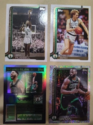 2025-26 Topps 凯尔特人队 4 张卡套装,Bird、Russell、Tatum、Brown!! — 第 1/2 张图片