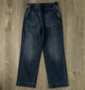 Pantalones de mezclilla para mujer Talbots pierna ancha diseño botones cremallera lateral talla 4P ~ azul - Imagen 1 de 4