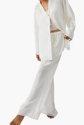 Pijama de novia Free People FP Intimates Dreamy Days marfil manga larga talla mediana nuevo con etiquetas Foto 1 de 4