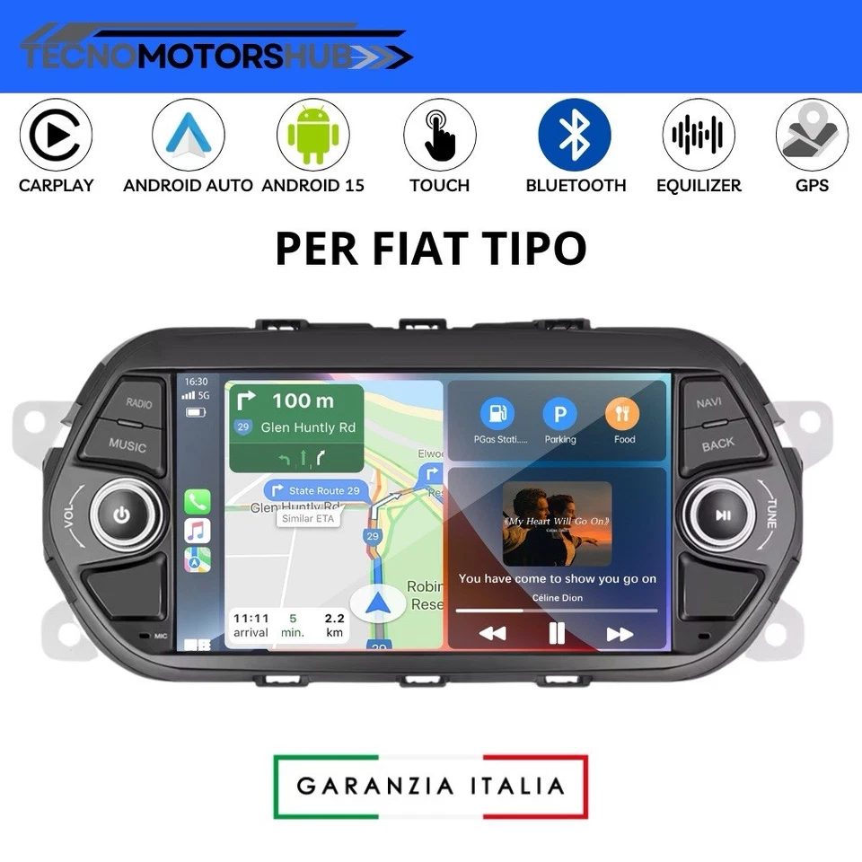 Autoradio 7” Android 15 per FIAT Tipo Egea 2015 - 2017 CARPLAY Wireless 2+64 Nav - Immagine 1 di 4