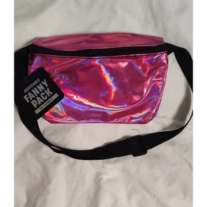 Holographic Fanny Pack Adjustable Belt Bag Slim Lightweight Pink y2k - Picture 1 of 2