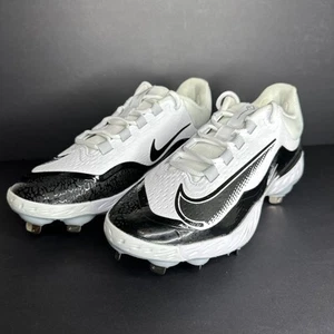 Nike Alpha Huarache 4 Low Cleats - FD2745-101 - White/Black - Men's 8.5 **NEW** - Picture 1 of 9