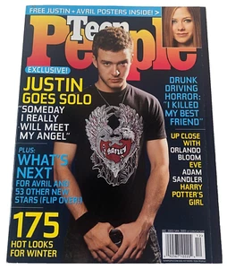 TEEN PEOPLE ~Justin Timberlake AVRIL LAVIGNE POSTERS December 2002/January 2003 - Picture 1 of 2