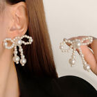 Korean Tassel Earrings Bow Handmade Pearl Beads Long Earrings For Women Wedding
