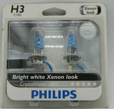 PAIR! PHILIPS H3 Crystal Vision ULTRA Light bulbs 12336CVB2 12V 55W DOT 4000K - Image 1 of 2