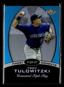 2008 Finest Moments Blue Refractor /299 #TT Troy Tulowitzki Rockies
