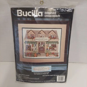 BUCILLA Counted Cross Stitch Kit Village Needlework Shop 40902 Vintage 1994 NEU - Bild 1 von 10